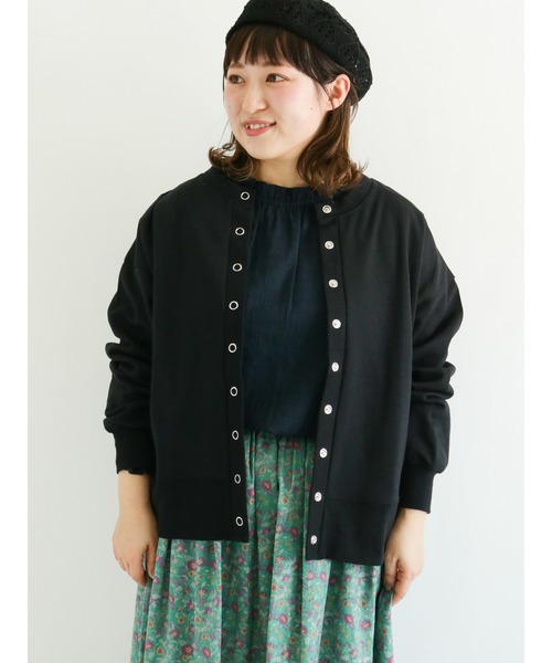 Samansa Mos2(サマンサ モスモス)の「ポンチスナップボタン開きカーディガン(カーディガン/ボレロ・レディース・ブルー/キナリ/ブラック/イエロー・フリ-)」の3枚目の写真