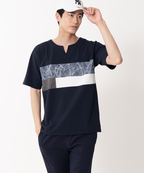 Blue Standard （ブルースタンダード）の「【BLUE STANDARD/ブルースタンダード】快適ファンクション ストレッチ　速乾 イージーケア ドライワッフルパネル切り替えTシャツ（Tシャツ/カットソー・メンズ・カーキ/ホワイト/ネイビー/ブラック・LARGE/X-LARGE/MEDIUM）」の4枚目の写真