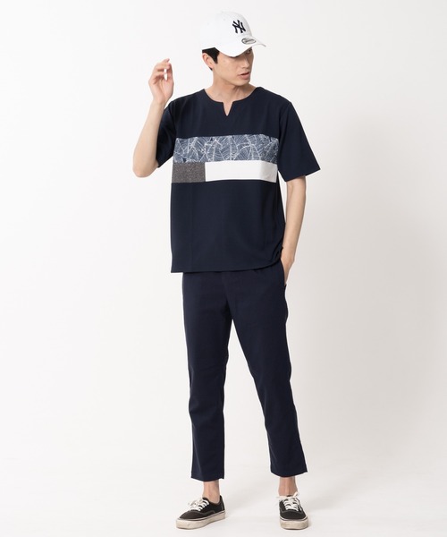 Blue Standard （ブルースタンダード）の「【BLUE STANDARD/ブルースタンダード】快適ファンクション ストレッチ　速乾 イージーケア ドライワッフルパネル切り替えTシャツ（Tシャツ/カットソー・メンズ・カーキ/ホワイト/ネイビー/ブラック・LARGE/X-LARGE/MEDIUM）」の10枚目の写真