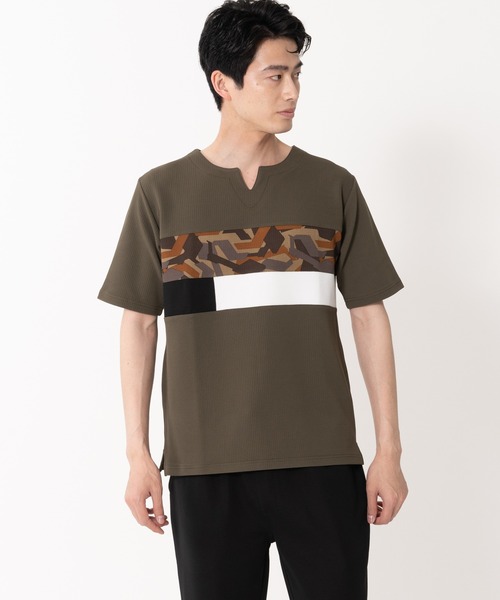 Blue Standard （ブルースタンダード）の「【BLUE STANDARD/ブルースタンダード】快適ファンクション ストレッチ　速乾 イージーケア ドライワッフルパネル切り替えTシャツ（Tシャツ/カットソー・メンズ・カーキ/ホワイト/ネイビー/ブラック・LARGE/X-LARGE/MEDIUM）」の6枚目の写真