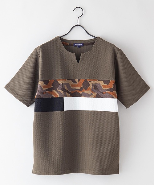 Blue Standard （ブルースタンダード）の「【BLUE STANDARD/ブルースタンダード】快適ファンクション ストレッチ　速乾 イージーケア ドライワッフルパネル切り替えTシャツ（Tシャツ/カットソー・メンズ・カーキ/ホワイト/ネイビー/ブラック・LARGE/X-LARGE/MEDIUM）」の22枚目の写真