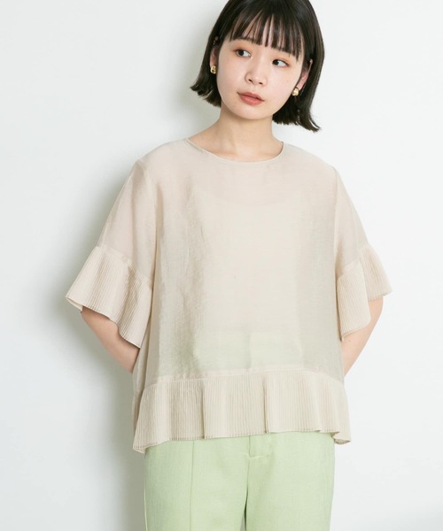 sheller☆プリーツケープブラウス★新品未使用 AMBIDEX Store △〇lasew フリルカラーブラウス(F