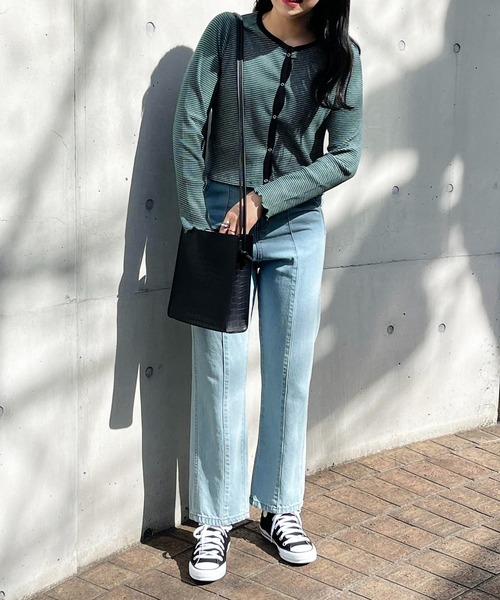 Mysa&Liina（ミーサリーナ）の「パイピングテレコトップス（Tシャツ/カットソー・レディース・チャコールグレー/イエロー/オフホワイト/グリーン・FREE）」の15枚目の写真