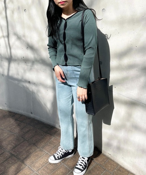 Mysa&Liina（ミーサリーナ）の「パイピングテレコトップス（Tシャツ/カットソー・レディース・チャコールグレー/イエロー/オフホワイト/グリーン・FREE）」の19枚目の写真