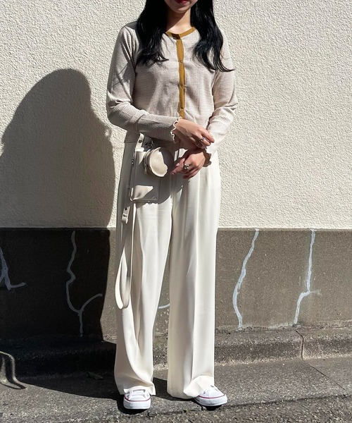 Mysa&Liina（ミーサリーナ）の「パイピングテレコトップス（Tシャツ/カットソー・レディース・チャコールグレー/イエロー/オフホワイト/グリーン・FREE）」の21枚目の写真