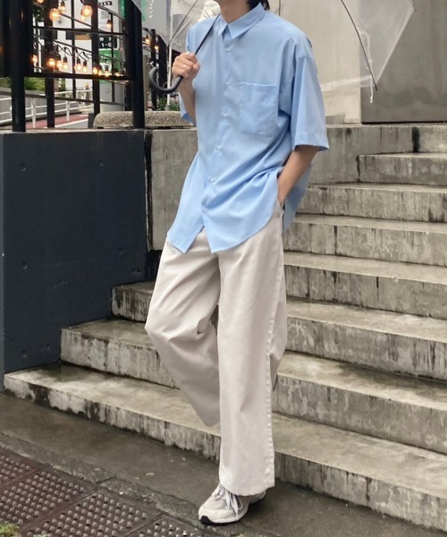 flaner(フラネ)の「Loose assort half sleeve shirt/ルーズアソート半袖シャツ(シャツ/ブラウス・レディース・ネイビー/サックスブルー/グレイッシュベージュ/ライトグレー/グレー・MEDIUM/LARGE)」の6枚目の写真