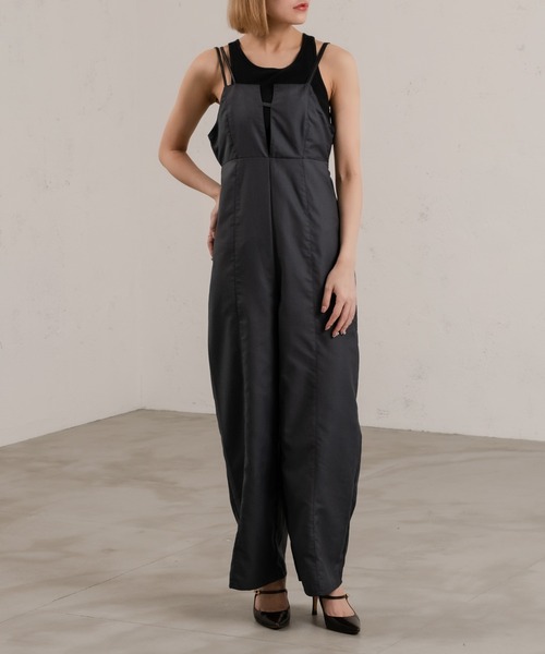 Ezick（エジック）の「キャミストレートオールインワン（サロペット/オーバーオール・レディース・チャコールグレー/グレイッシュベージュ・FREE）」の13枚目の写真