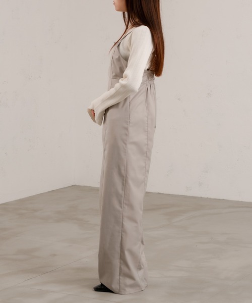 Ezick（エジック）の「キャミストレートオールインワン（サロペット/オーバーオール・レディース・チャコールグレー/グレイッシュベージュ・FREE）」の9枚目の写真