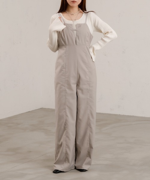 Ezick（エジック）の「キャミストレートオールインワン（サロペット/オーバーオール・レディース・チャコールグレー/グレイッシュベージュ・FREE）」の11枚目の写真