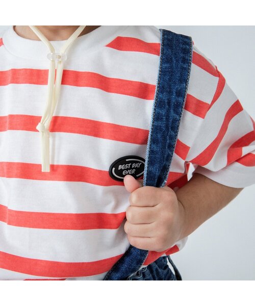 BREEZE（ブリーズ）の「WEB限定 デニムタックサロペット（サロペット/オーバーオール・キッズ・ネイビー/オフホワイト・100/110/120/130/80/90/140）」の15枚目の写真