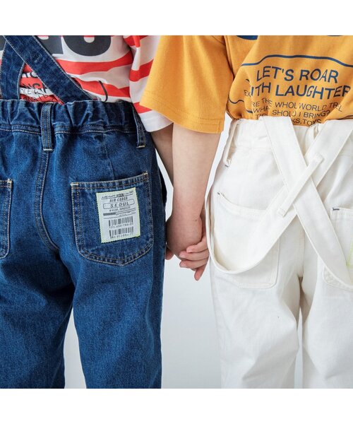 BREEZE（ブリーズ）の「WEB限定 デニムタックサロペット（サロペット/オーバーオール・キッズ・ネイビー/オフホワイト・100/110/120/130/80/90/140）」の14枚目の写真