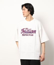 /Bl/サテンロゴオーバーサイズTシャツ 半袖 / INDIAN