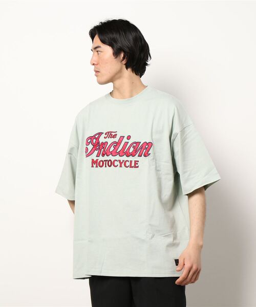 INDIAN（インディアン）の「/Bl/サテンロゴオーバーサイズTシャツ 半袖 / INDIAN（Tシャツ/カットソー・メンズ・ホワイト/ブラック/ミント・MEDIUM/LARGE）」の3枚目の写真
