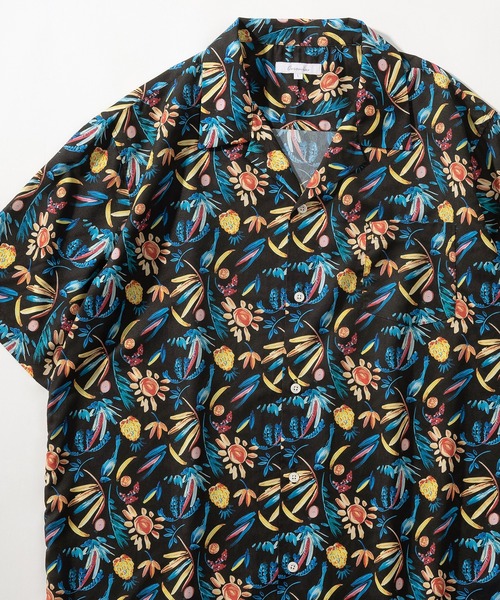 make a ray!（メイク ア レイ！）の「【0】総柄プリント ビッグシルエット オープンカラー半袖シャツ/開襟シャツ/とろみシャツ（シャツ/ブラウス・メンズ・チャコールグレー/ブラック/グレー/カーキ/ブルー/ワイン/ネイビー/ブラック系その他・M/L）」の9枚目の写真