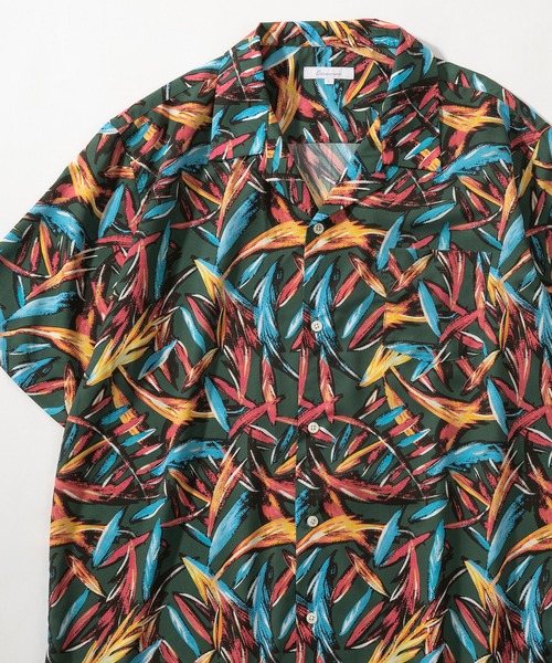 make a ray!（メイク ア レイ！）の「【0】総柄プリント ビッグシルエット オープンカラー半袖シャツ/開襟シャツ/とろみシャツ（シャツ/ブラウス・メンズ・チャコールグレー/ブラック/グレー/カーキ/ブルー/ワイン/ネイビー/ブラック系その他・M/L）」の15枚目の写真