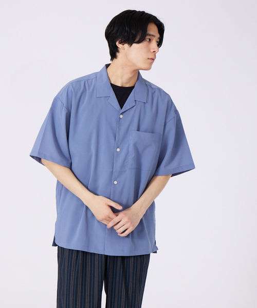 ABAHOUSE（アバハウス）の「ルーズオーバーオープンカラー半袖シャツ（シャツ/ブラウス・メンズ・ベージュ/ライトグレー/ブラック/グレイッシュブルー・46/48）」の4枚目の写真