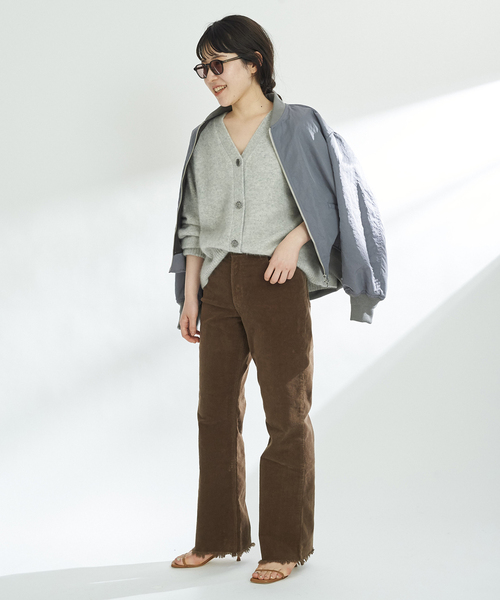 plage FURカーディガン　カーキ plage（プラージュ）の「Cashmere Mix Fur カーディガン（カーディガン