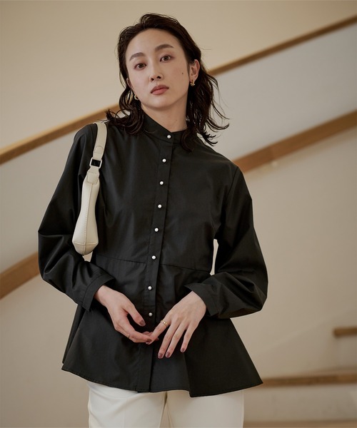 UR'S(ユアーズ)の「パール釦ペプラムシャツ(シャツ/ブラウス・レディース・ブラック/ホワイト・S/L/M)」の14枚目の写真