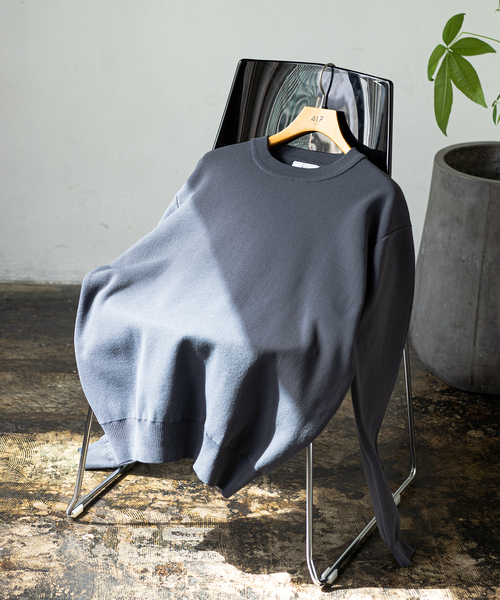 417 EDIFICE(フォーワンセブンエディフィス)の「ハーフミラノ クルーネックニット(ニット/セーター・メンズ・ネイビー/グレー/イエロー/オレンジ/ブラック系その他/ブラウン系その他/ナチュラル・SMALL/MEDIUM/LARGE)」の3枚目の写真