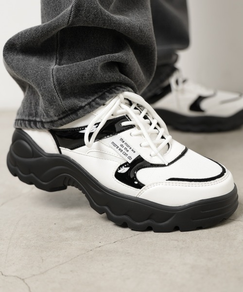 WEGO（ウィゴー）の「WEGO/タグエナメルメッシュスニーカー（スニーカー・レディース・ブルー/オレンジ/ブラック・MEDIUM/LARGE）」の2枚目の写真