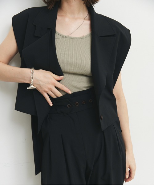 CEL ANSWER（シーイーエルアンサー）の「バックロングベスト（ベスト・レディース・チャコールグレー/ブラック・FREE）」の4枚目の写真