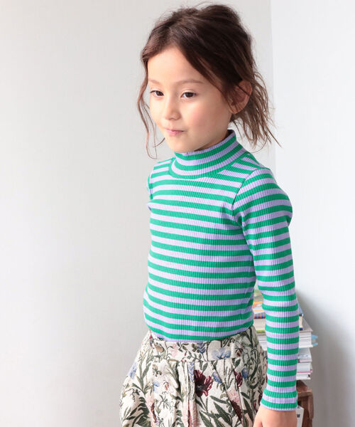 B:MING by BEAMS（ビーミングバイビームス）の「B:MING by BEAMS / テレコ ボーダー 長袖 プルオーバー（100~140cm）（Tシャツ/カットソー・キッズ・オレンジ/グリーン系その他4/パープル系その他4・110/120/130/140/100）」の12枚目の写真