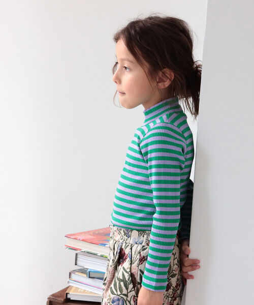 B:MING by BEAMS（ビーミングバイビームス）の「B:MING by BEAMS / テレコ ボーダー 長袖 プルオーバー（100~140cm）（Tシャツ/カットソー・キッズ・オレンジ/グリーン系その他4/パープル系その他4・110/120/130/140/100）」の13枚目の写真