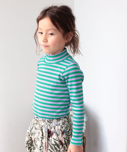 B:MING by BEAMS（ビーミングバイビームス）の「B:MING by BEAMS / テレコ ボーダー 長袖 プルオーバー（100~140cm）（Tシャツ/カットソー・キッズ・オレンジ/グリーン系その他4/パープル系その他4・110/120/130/140/100）」の14枚目の写真