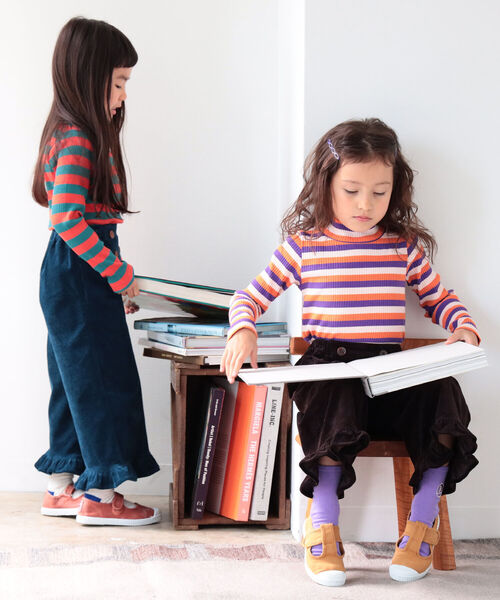 B:MING by BEAMS（ビーミングバイビームス）の「B:MING by BEAMS / テレコ ボーダー 長袖 プルオーバー（100~140cm）（Tシャツ/カットソー・キッズ・オレンジ/グリーン系その他4/パープル系その他4・110/120/130/140/100）」の19枚目の写真