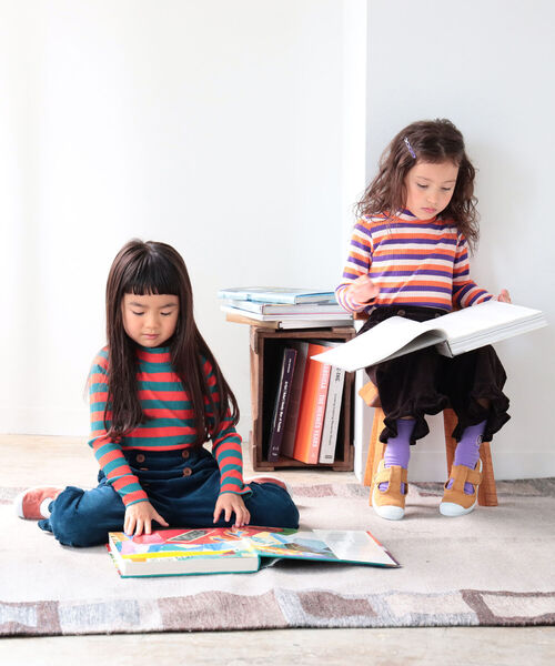 B:MING by BEAMS（ビーミングバイビームス）の「B:MING by BEAMS / テレコ ボーダー 長袖 プルオーバー（100~140cm）（Tシャツ/カットソー・キッズ・オレンジ/グリーン系その他4/パープル系その他4・110/120/130/140/100）」の20枚目の写真