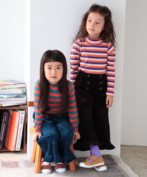 B:MING by BEAMS（ビーミングバイビームス）の「B:MING by BEAMS / テレコ ボーダー 長袖 プルオーバー（100~140cm）（Tシャツ/カットソー・キッズ・オレンジ/グリーン系その他4/パープル系その他4・110/120/130/140/100）」の21枚目の写真