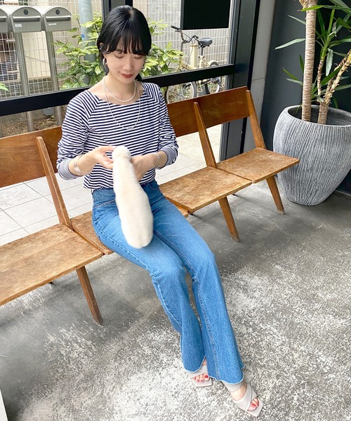 SHENERY（シーナリー）の「ラウンドネックボーダーカットソー（Tシャツ/カットソー・レディース・ネイビー・FREE）」の3枚目の写真