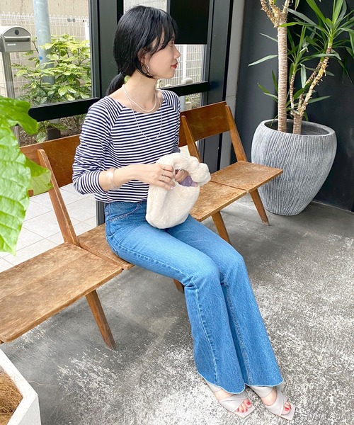 SHENERY（シーナリー）の「ラウンドネックボーダーカットソー（Tシャツ/カットソー・レディース・ネイビー・FREE）」の4枚目の写真