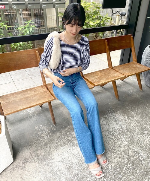 SHENERY（シーナリー）の「ラウンドネックボーダーカットソー（Tシャツ/カットソー・レディース・ネイビー・FREE）」の5枚目の写真