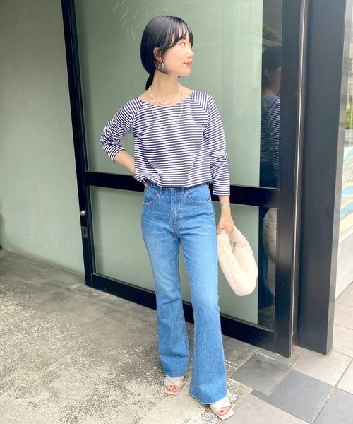 SHENERY（シーナリー）の「ラウンドネックボーダーカットソー（Tシャツ/カットソー・レディース・ネイビー・FREE）」の6枚目の写真