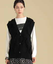 Ray BEAMS | Ray BEAMS/フリンジ ジャカード Vネック ベスト(ベスト)