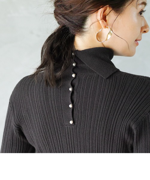 ENNEA(エンネア)の「【2022AWプレオーダー】手洗いできる♪MOCHIMODAバックパールハイネックもっちりリブニット(ニット/セーター・レディース・チャコールグレー/ブルー/ナチュラル・M)」の9枚目の写真