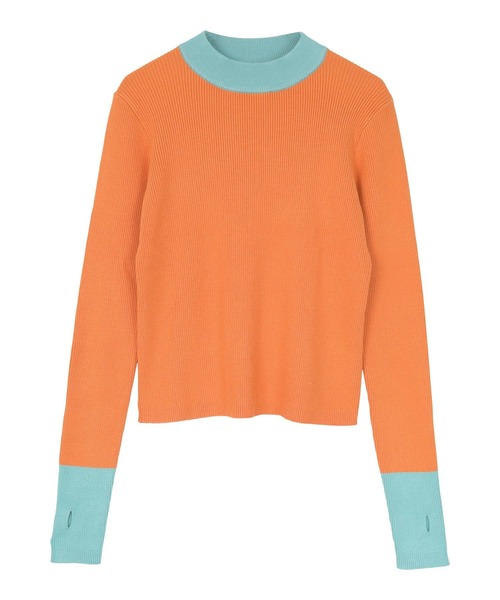 miette(ミエット)の「配色フィンガーリブニット(ニット/セーター・レディース・アイボリー/グレー/ブラック/チャコール/ライトブルー/オレンジ/ブラウン/ネイビー/ブラック系その他/ホワイト系その他2/ホワイト系その他/ブラウン系その他/ベージュ/グレー系その他・FREE)」の14枚目の写真