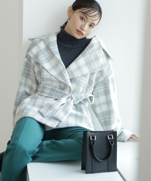 NATURAL BEAUTY BASIC シャギーベルテッドショートコート ナチュラルビューティーベーシック NATURAL BEAUTY BASIC