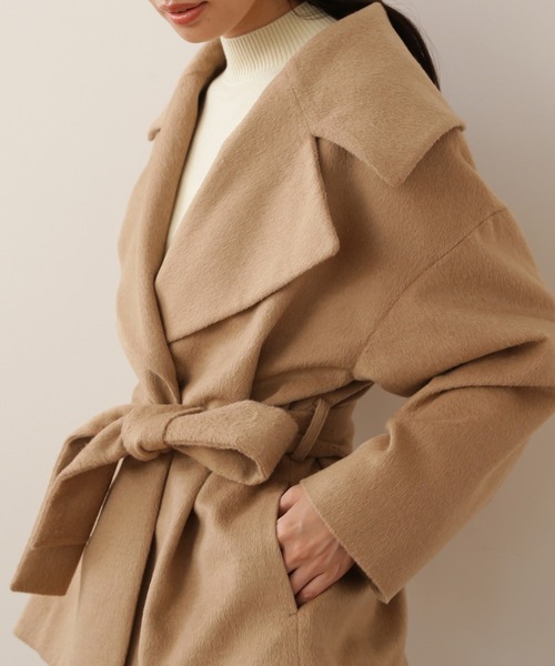 NATURAL BEAUTY BASIC シャギーベルテッドショートコート ナチュラルビューティーベーシック NATURAL BEAUTY BASIC