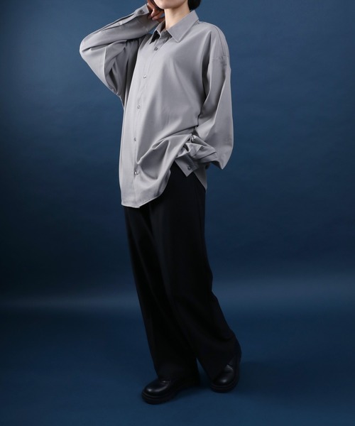 ANPAS(アンパス)の「Polyester Tropical Oversized Drop Shoulder Balloon Sleeve Shirt/別注 ポリトロ オーバーサイズ ドロップショルダー バルーンスリーブ シャツ(シャツ/ブラウス・メンズ・ホワイト/ライトグレー/ブラック/グレイッシュベージュ・M/L)」の14枚目の写真