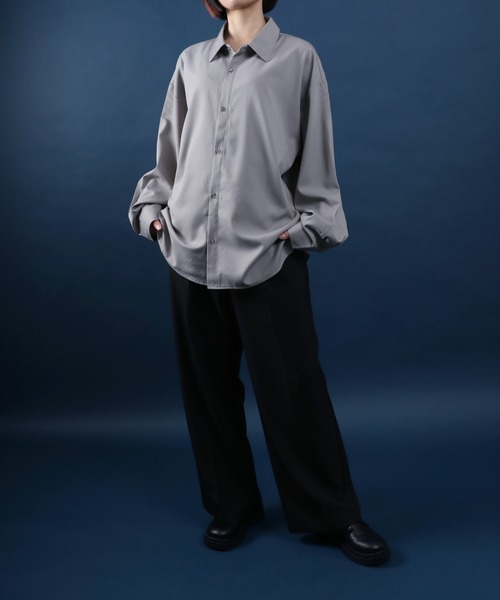 ANPAS(アンパス)の「Polyester Tropical Oversized Drop Shoulder Balloon Sleeve Shirt/別注 ポリトロ オーバーサイズ ドロップショルダー バルーンスリーブ シャツ(シャツ/ブラウス・メンズ・ホワイト/ライトグレー/ブラック/グレイッシュベージュ・M/L)」の15枚目の写真