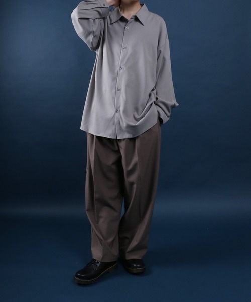 ANPAS(アンパス)の「Polyester Tropical Oversized Drop Shoulder Balloon Sleeve Shirt/別注 ポリトロ オーバーサイズ ドロップショルダー バルーンスリーブ シャツ(シャツ/ブラウス・メンズ・ホワイト/ライトグレー/ブラック/グレイッシュベージュ・M/L)」の11枚目の写真