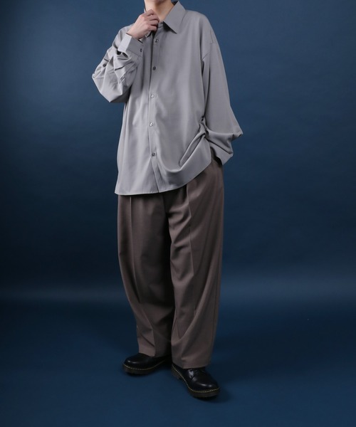 ANPAS(アンパス)の「Polyester Tropical Oversized Drop Shoulder Balloon Sleeve Shirt/別注 ポリトロ オーバーサイズ ドロップショルダー バルーンスリーブ シャツ(シャツ/ブラウス・メンズ・ホワイト/ライトグレー/ブラック/グレイッシュベージュ・M/L)」の12枚目の写真