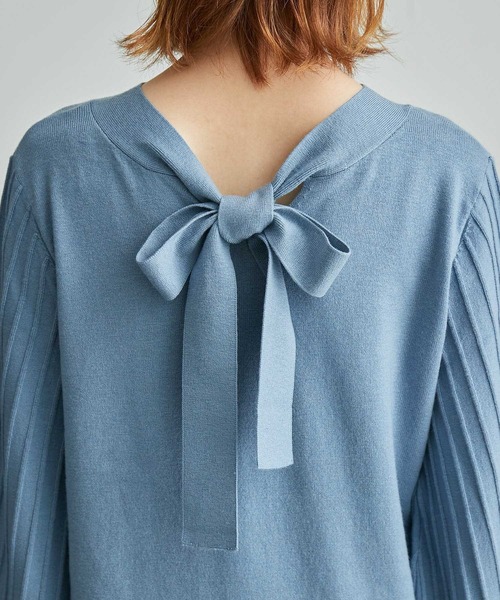 ROPE' PICNIC(ロペピクニック)の「新色追加/2WAY/リボンニットプルオーバー(ニット/セーター・レディース・ブラック/ベージュ/サックスブルー/ブルー/ワイン/オフホワイト・38)」の7枚目の写真