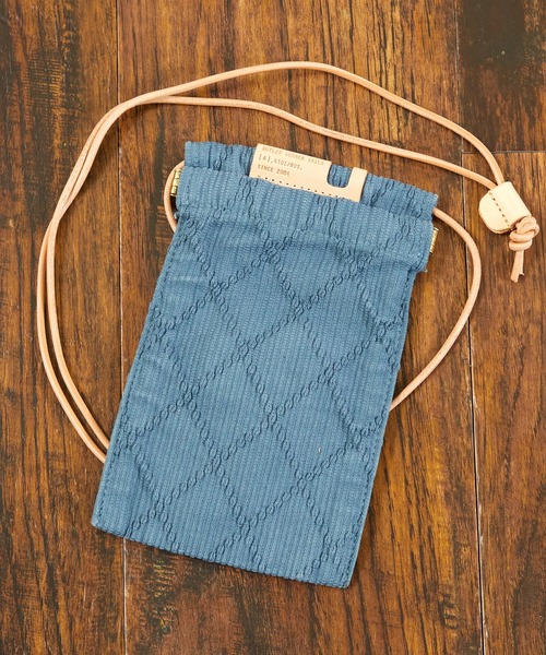 Butler Verner Sails（バトラーヴァーナーセイルス）の「Butler Verner Sails バトラーバーナーセイルズ / 反応染め九櫻刺子ネックミニポーチ ボディバッグ ショルダーバッグ スマホケース スマホポーチ / JI-2479-22（ボディバッグ/ウエストポーチ・メンズ・イエロー/キャメル/グリーン/ブルーグレー/ネイビー・FREE）」の12枚目の写真