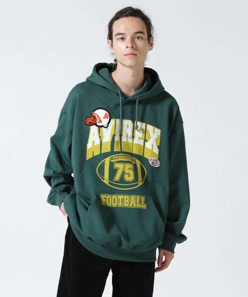 AVIREX(アヴィレックス)の「【WEB&DEPOT限定】FOOTBALL LOGO PARKA / フットボール ロゴ パーカー / AVIREX / アヴィレックス(パーカー・メンズ・ブラック/ダークグリーン/ネイビー/レッド/ダークグリーン系・MEDIUM/LARGE/X-LARGE/XX-LARGE/XXL)」の9枚目の写真