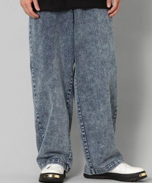 semantic design(セマンティックデザイン)の「セマンティックデザイン コーデュラナイロン混ストレッチ ワイドデニム(デニムパンツ・メンズ・ネイビー/サックスブルー・MEDIUM/LARGE)」の2枚目の写真