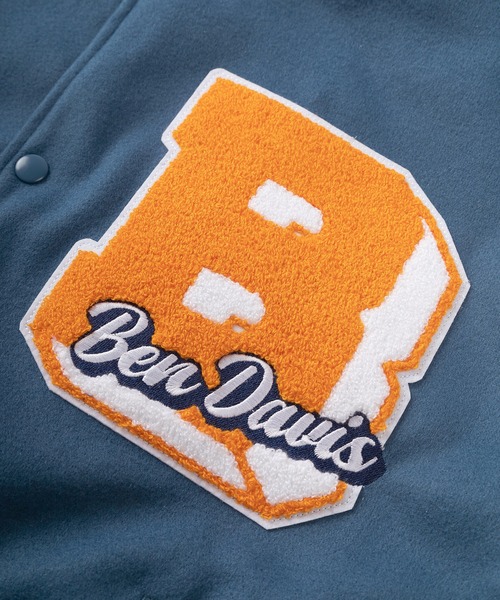 BEN DAVIS(ベンデイビス)の「【BEN DAVIS/ベンデイビス】ブランドロゴ ワッペン刺繍 フェイクメルトンスタジャン/バブルロゴ レザースタジャン(スタジャン・メンズ・ブラック/ダークグリーン/ブルー・M/L/XL)」の11枚目の写真