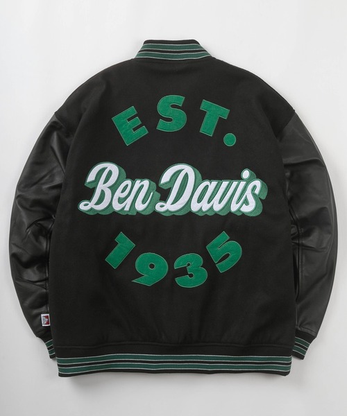 BEN DAVIS(ベンデイビス)の「【BEN DAVIS/ベンデイビス】ブランドロゴ ワッペン刺繍 フェイクメルトンスタジャン/バブルロゴ レザースタジャン(スタジャン・メンズ・ブラック/ダークグリーン/ブルー・M/L/XL)」の17枚目の写真